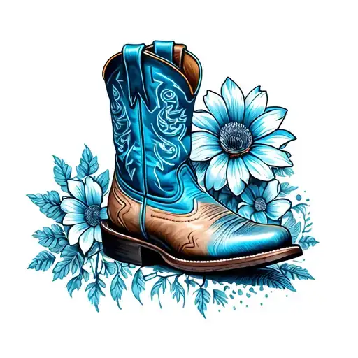 Blue Texas State Flower Cowboy Boot