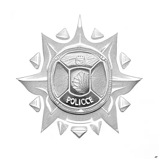 Police Badge With A Beach Landscape Inside