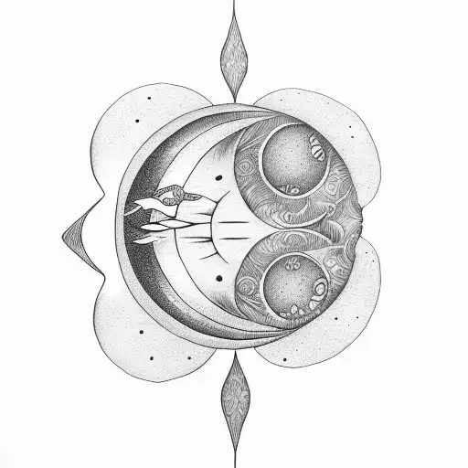 Fineline Butterfly With A Moon Or A Sun In The Back