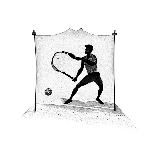 A Silhouette Of A Beach Tennis Player Against A Puerto Rican Flag Backdrop