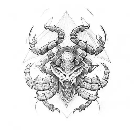 Norse Theme Tattoo With Runed Scorpion