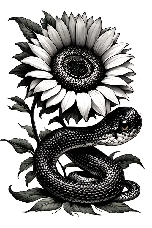 Snake And Sunflower