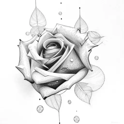 Rose With Geometry And Buterfly