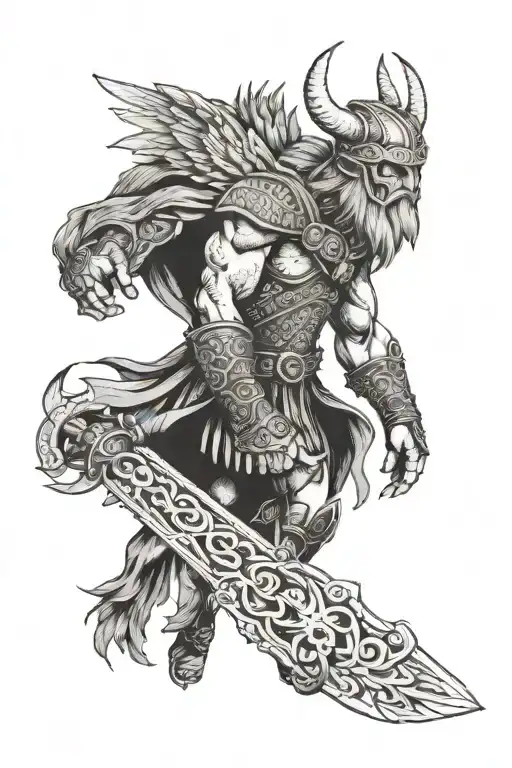 Viking With Winged Wolf