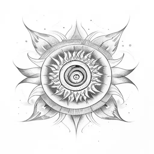 Sun And Spiral And Heart Chakra
