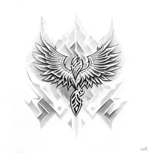 Tribal Dagger And Phoenix