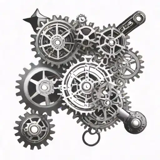 A Tattoo Depicting The Different Chapters Of Life As Interconnected Gears In A Clockwork Mechanism