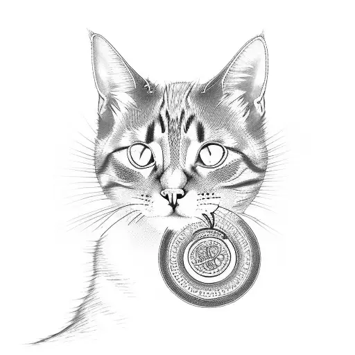 A Cat Silhouette Intertwined With Sacred Symbols Of Umbanda