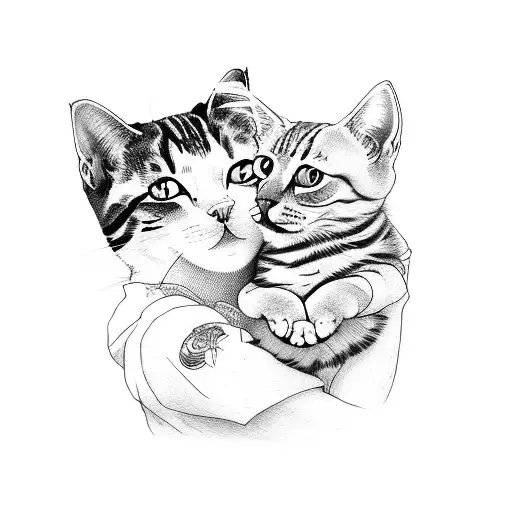 Girl Holding A Cat In Her Arms To The Side