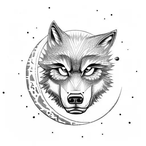 A Wolf Howling At A Basketball-shaped Moon