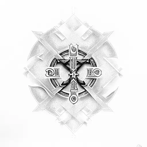 Christian Cross With E D And F