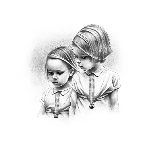 2 Children With Flashlight In Dark Hall