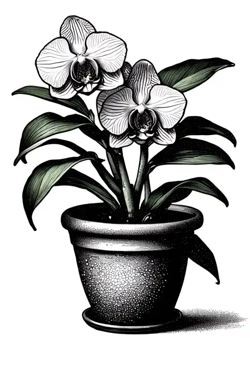 Orchid In A Cute Pot