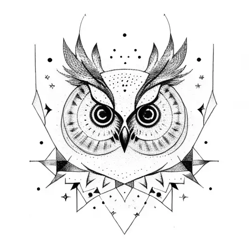 Simple Owl Outline With Stars