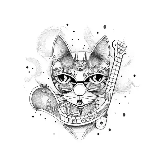 A Guitar Made Of Cat Skeletons