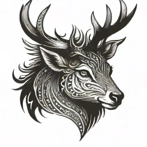 Deer Head With A Phoenix On Top