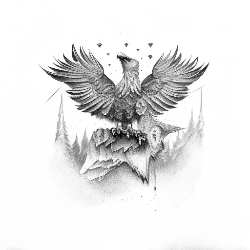 Eagle Fighting With Raven