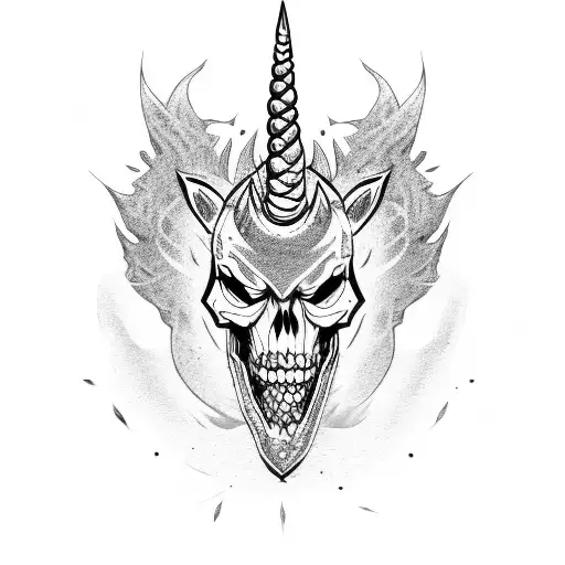 Angry Unicorn Skeleton Chained To The Ground