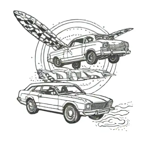Create A Tattoo That Combines Your Love For Cars And Travel In A Surreal And Futuristic Landscape