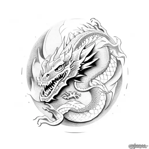 Dragon Covered With Text In The Skin