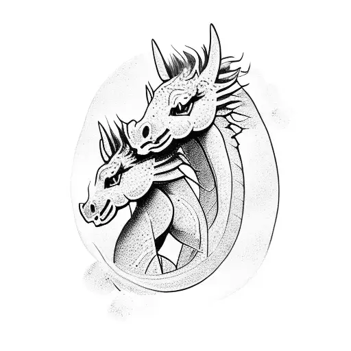 2 Horses Overlooking A Baby Dragon