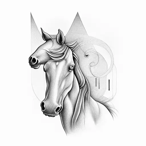 Musical Notes Forming A Horse Silhouette