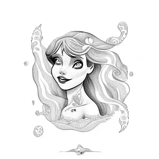 Beagle Face And Little Mermaid In The Wave