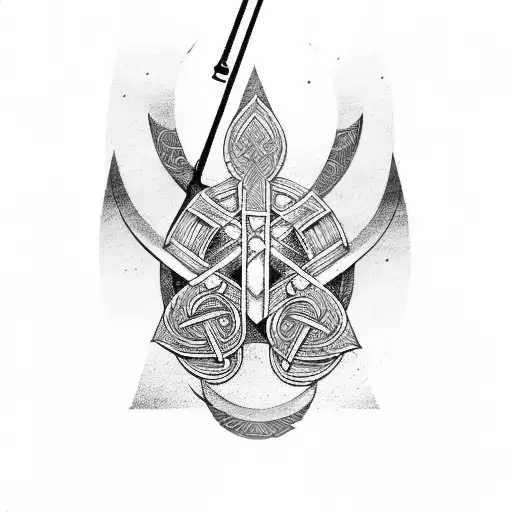 A Guitar Made Of Viking Runes And Symbols