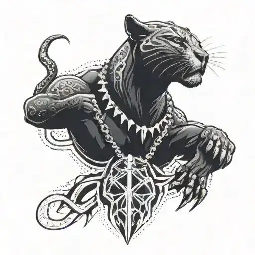Black Panther With A Necklace A Christian Cross