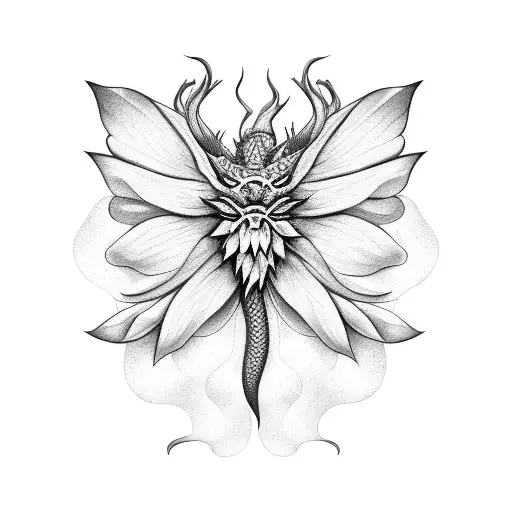 Dragon Flowers Butterfly Leaves