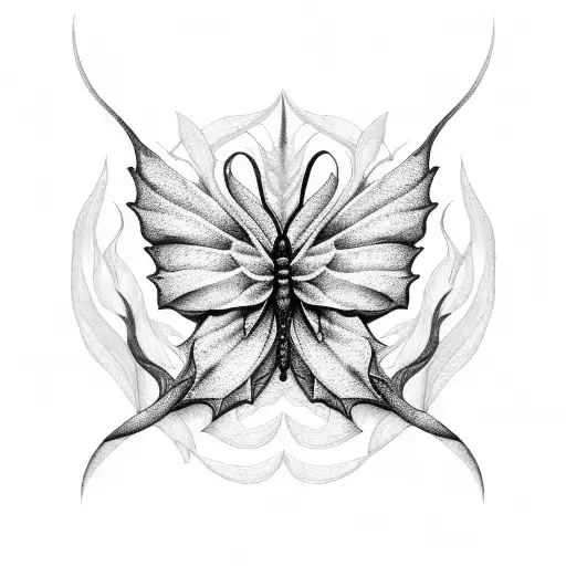 Dragon Flowers Butterfly Leaves