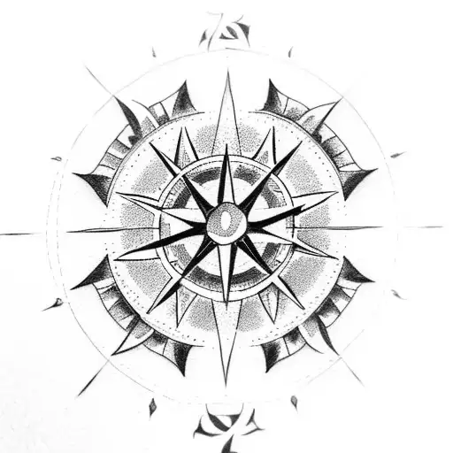 Black Compass Rose Hand