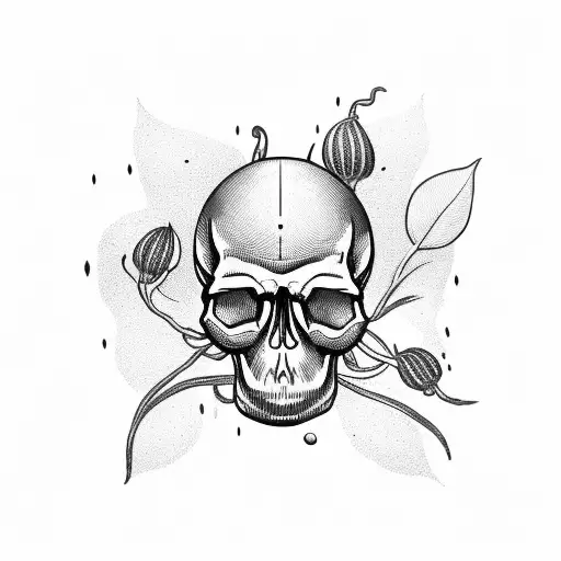 Skull With A Plant Growing From The Top Up