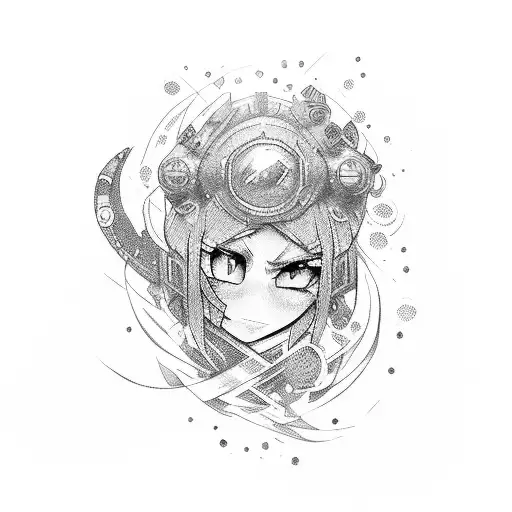 A Pixelated Video Game Character With Abstract Lettering Intertwined