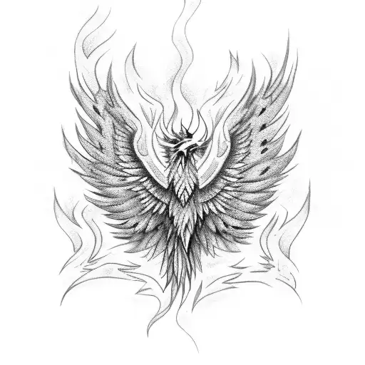 A Phoenix Made Of Flames Intertwined With Symbols Of Resilience