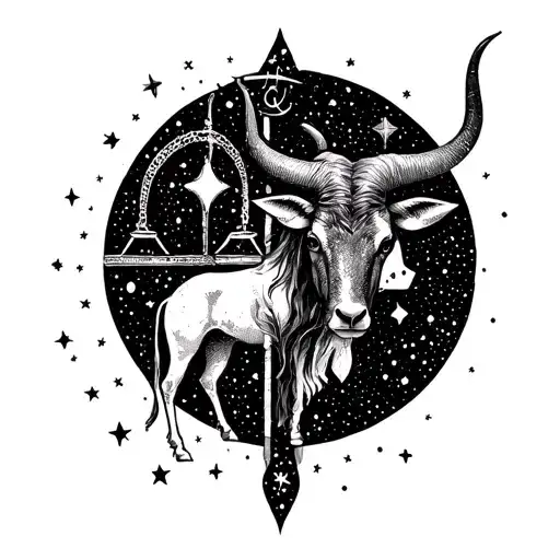 Libra And Taurus Symbol With Realistic Stars And Galaxies