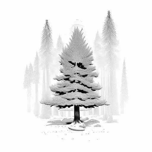 Pine Tree With Roman Numerals As Stem