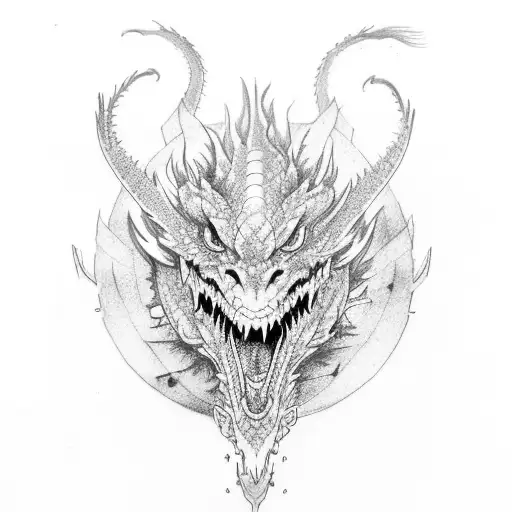 Dragon Tattoo Blue Red And Yellow