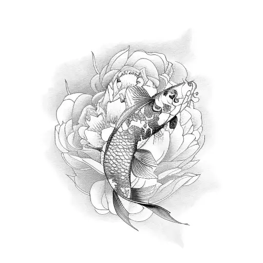 Koi Fish With Peony