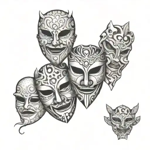 3 Different Masks Tragedy And Comedy