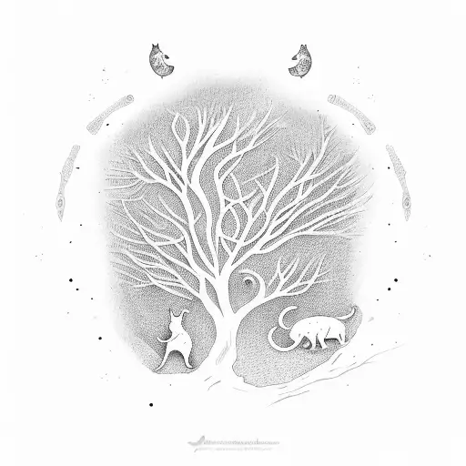 Lenanese Tree With Two Cats