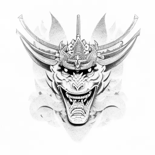 Samurai Warrior With A Dragon