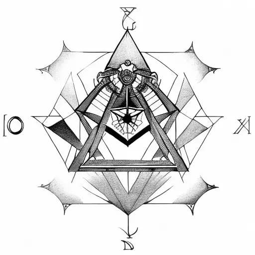 Ourobouros Surrounding A Masonic Square And Compass Containing A Hand Of Fatima
