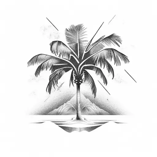 Palm At Ipanema Beach With Sunset Futuristic