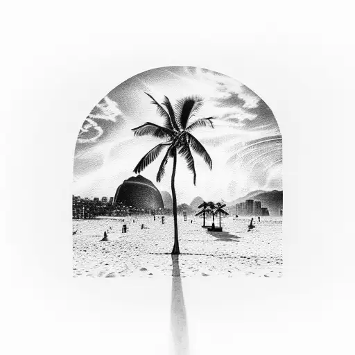 Palm At Ipanema Beach With Sunset Futuristic 2 Irmaos