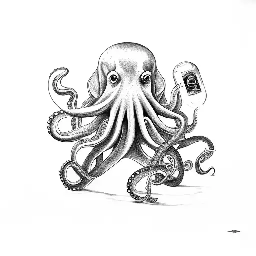 Octopus Holding A Bottle Of Poison