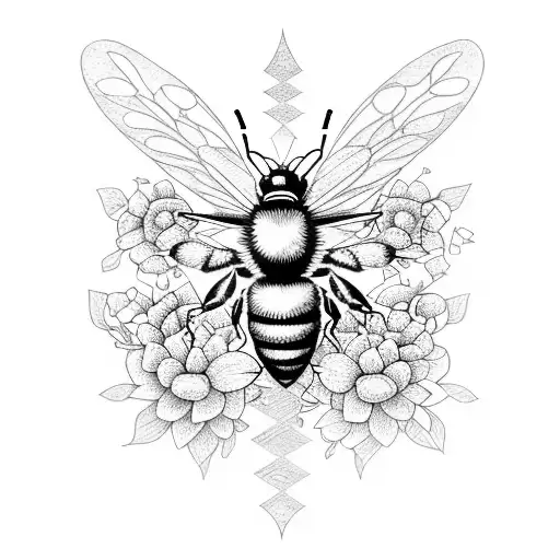 An Intricate Design Of A Bee Wielding A Sword Made Of Flowers