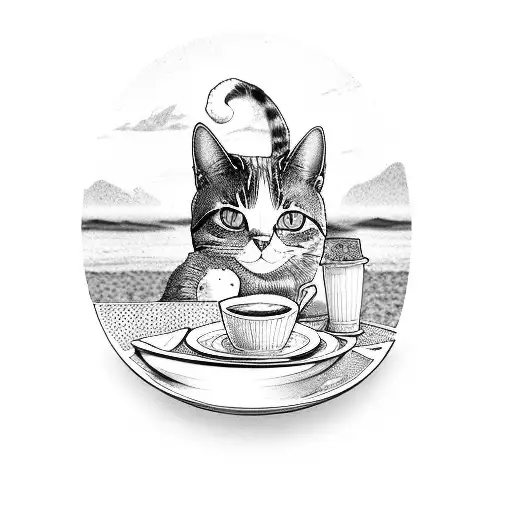 A Beachside Cafe With A Cat Barista Serving Coffee To Customers