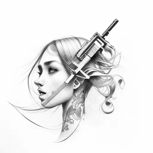 Beautiful Girl With Rifle