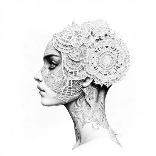 Portrait Of A Person With Intricate Dotwork Patterns